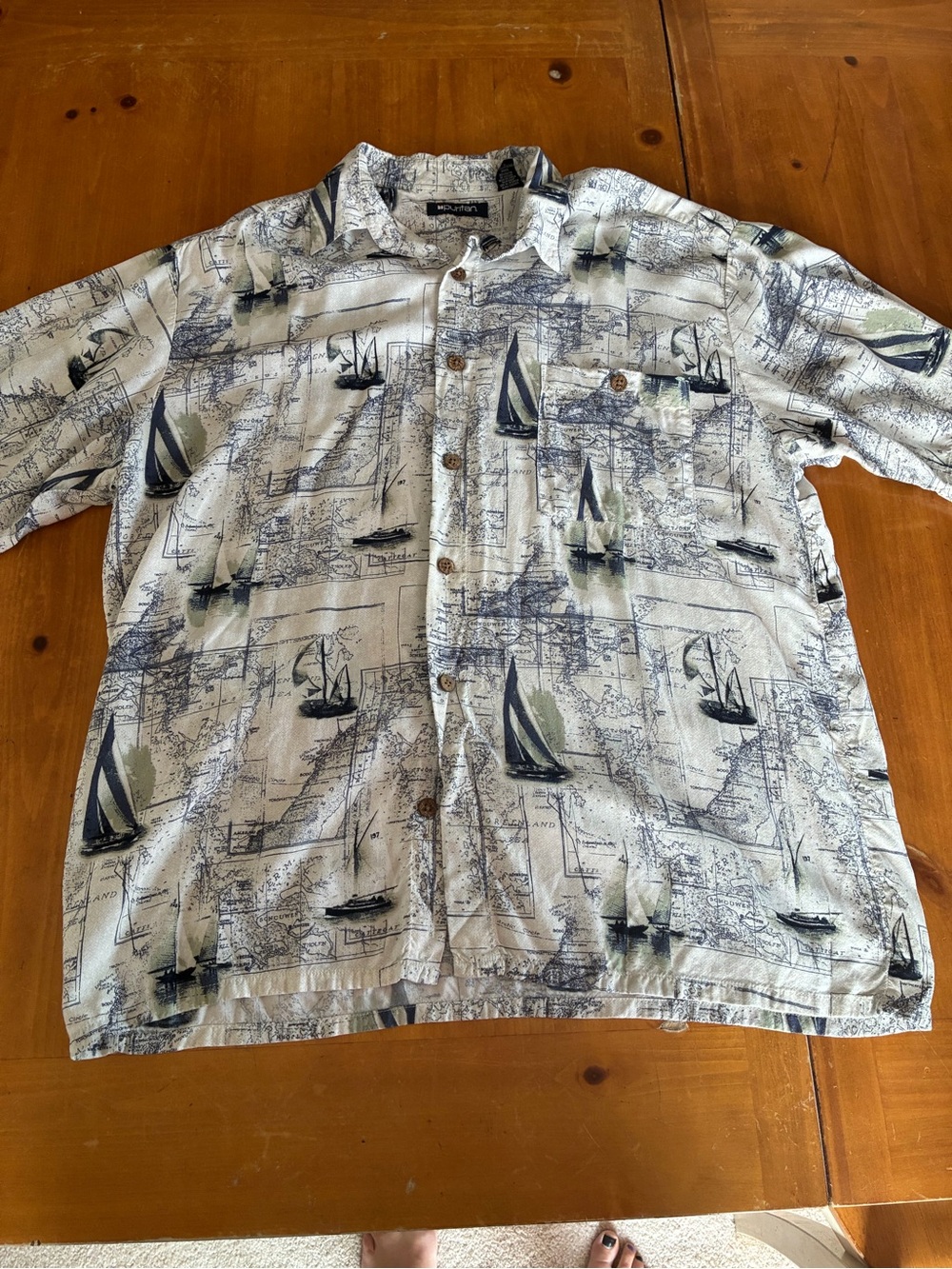 Vtg Puritan Sailboat Print Men’s Button-Up Shirt Size Large